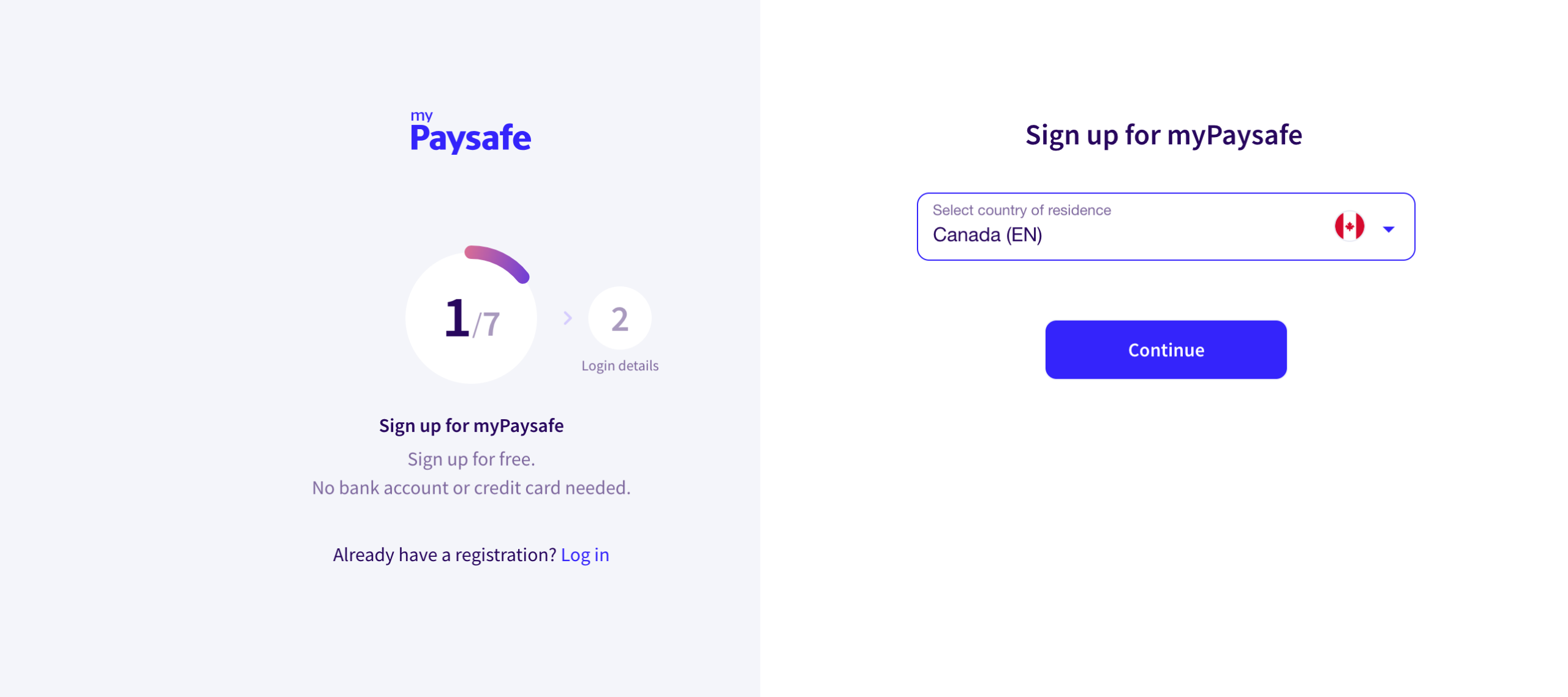 Paysafecard account registration